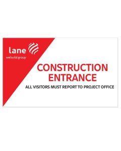 Lane Construction Entrance - All Visitors Must Report to Project Office - 3' x 5' - Vinyl Mesh