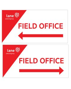 Lane Field Office Directional Banner 4' x 8' - Vinyl Mesh